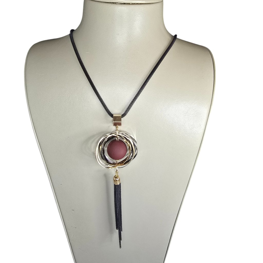 Christopher Banks Womens Gunmetal Plated Orbital Pendant Necklace Nwt 9$